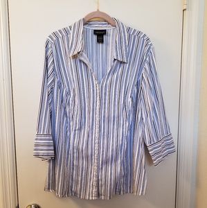 Lane Bryant 22/24W Blue/Navy Striped Blouse